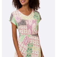 Print jersey dress, rosé-jade