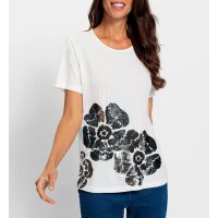 Shirt m. 3D-Pailletten-Blüten, ecru