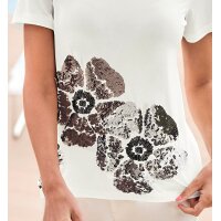 Shirt m. 3D-Pailletten-Blüten, ecru