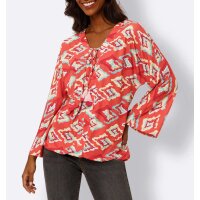Jersey-Bluse m. Printdessin, koralle-mint