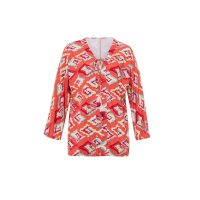 Jersey-Bluse m. Printdessin, koralle-mint