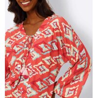 Jersey-Bluse m. Printdessin, koralle-mint
