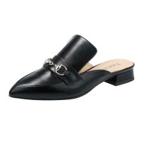 Leder-Pantolette, schwarz