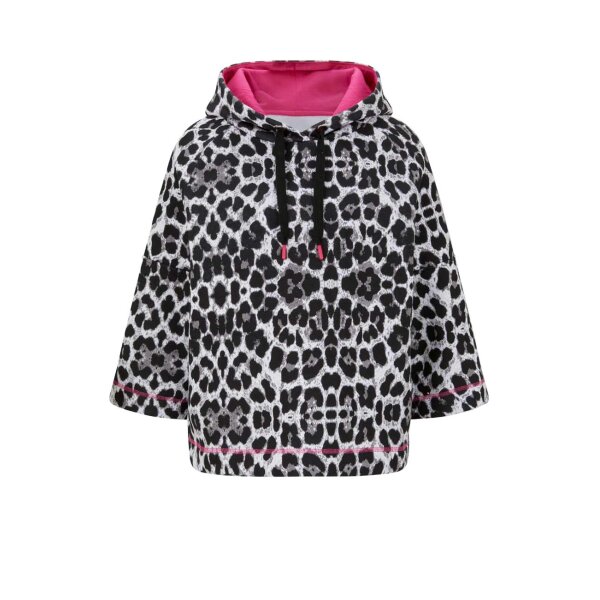 Designer-Sweatshirt, grau-fuchsia-bedruckt
