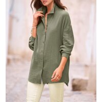 Musselin-Hemdbluse m.Pailletten-Applikation, khaki