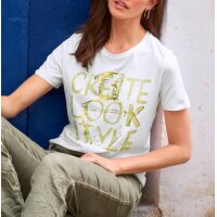 Shirt with writing, white-green