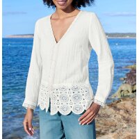 Bluse mit Schößchen und Spitze, ecru
