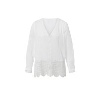Bluse mit Schößchen und Spitze, ecru