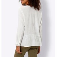Bluse mit Schößchen und Spitze, ecru