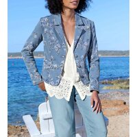 Bluse mit Schößchen und Spitze, ecru