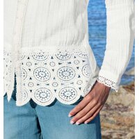 Bluse mit Schößchen und Spitze, ecru