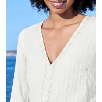 Bluse mit Schößchen und Spitze, ecru