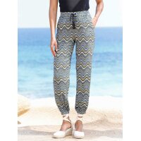 Druckhose, khaki-schwarz-bunt