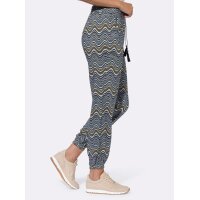 Druckhose, khaki-schwarz-bunt