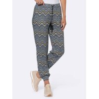 Print trousers, khaki-black-multicolour