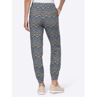 Print trousers, khaki-black-multicolour