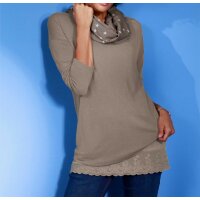 3-Tlg.Set, Strickshirt+Top+Schal, taupe