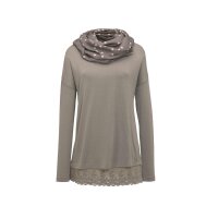 3-Tlg.Set, Strickshirt+Top+Schal, taupe