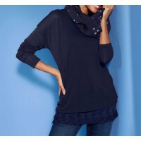3-Tlg.Set, Strickshirt+Top+Schal, marine