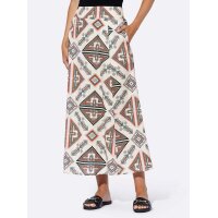 Linen skirt with print, champagne-sage