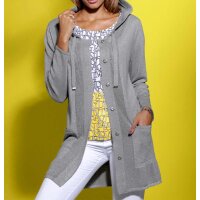 Strickjacke m. Kapuze, grau-silber