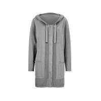 Strickjacke m. Kapuze, grau-silber