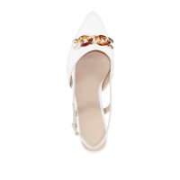 Leder-Slingpumps, weiß