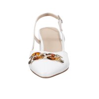 Leder-Slingpumps, weiß