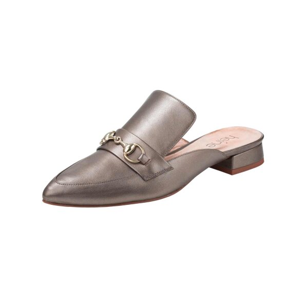 Leder-Pantolette, taupe-metallic