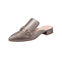 Leder-Pantolette, taupe-metallic