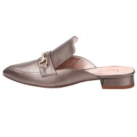 Leder-Pantolette, taupe-metallic