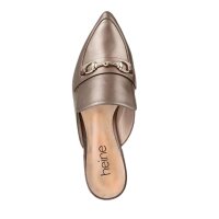Leder-Pantolette, taupe-metallic