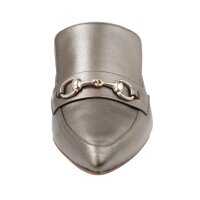 Leder-Pantolette, taupe-metallic