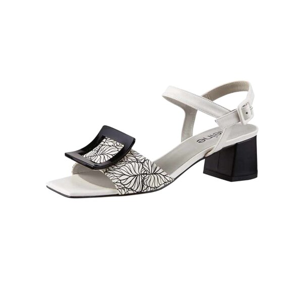 Leather sandal, white-black