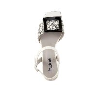Leather sandal, white-black