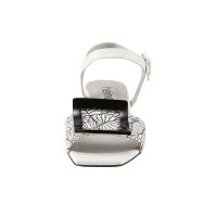 Leather sandal, white-black