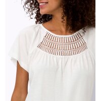 Shirt with crochet lace on the decollete, ecru