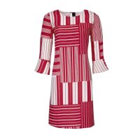 Druckkleid, rot-weiß