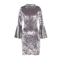 Designer-Samtkleid, silbergrau