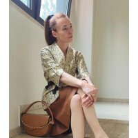 Leather skirt, brown