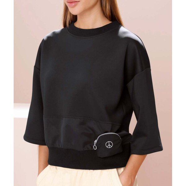 Designer-Sweatshirt m. Tasche, schwarz