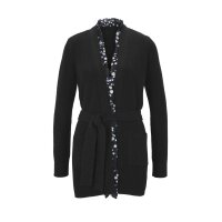 Strickjacke m. Rüschen, schwarz
