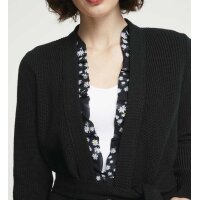 Strickjacke m. Rüschen, schwarz
