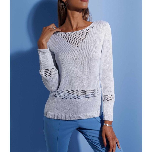 Ajour-Pullover, steingrau-silber