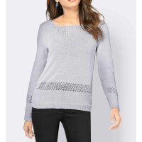 Ajour-Pullover, steingrau-silber