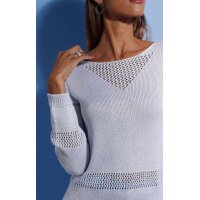 Ajour-Pullover, steingrau-silber