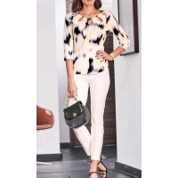Designer-Pullover m. Cut-Outs, ecru-zitrone