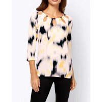 Designer-Pullover m. Cut-Outs, ecru-zitrone