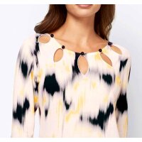 Designer-Pullover m. Cut-Outs, ecru-zitrone