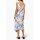 Designer-Druckkleid, ecru-blau